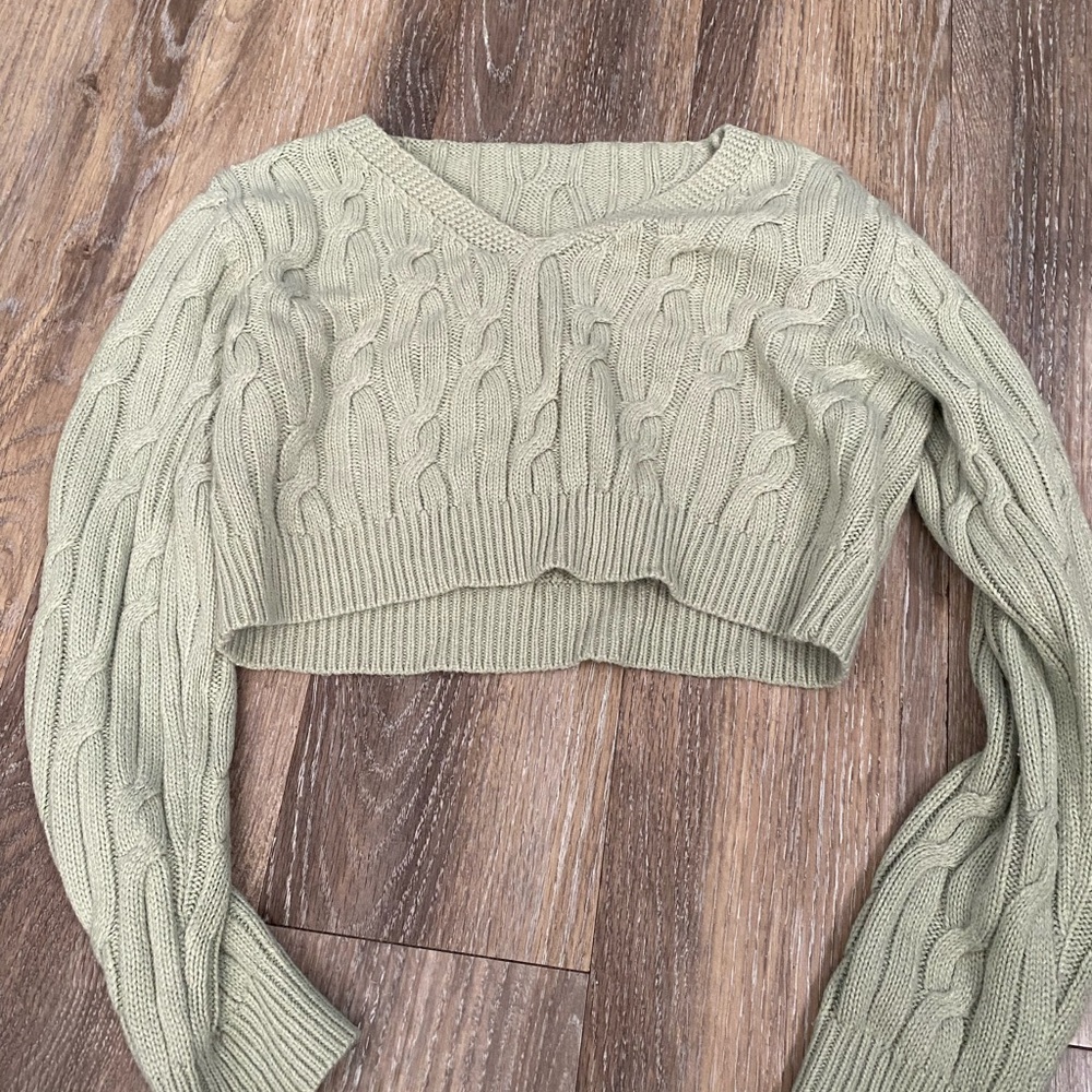 Sage green knit top